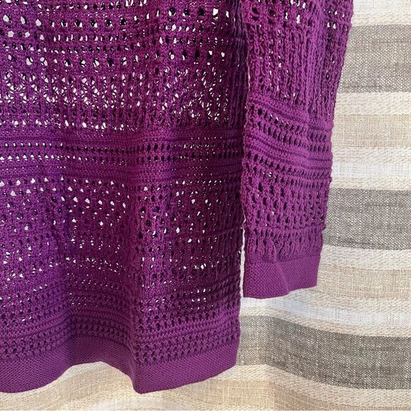 Loft Purple Open Knit Top Size Small - Picture 4 of 6